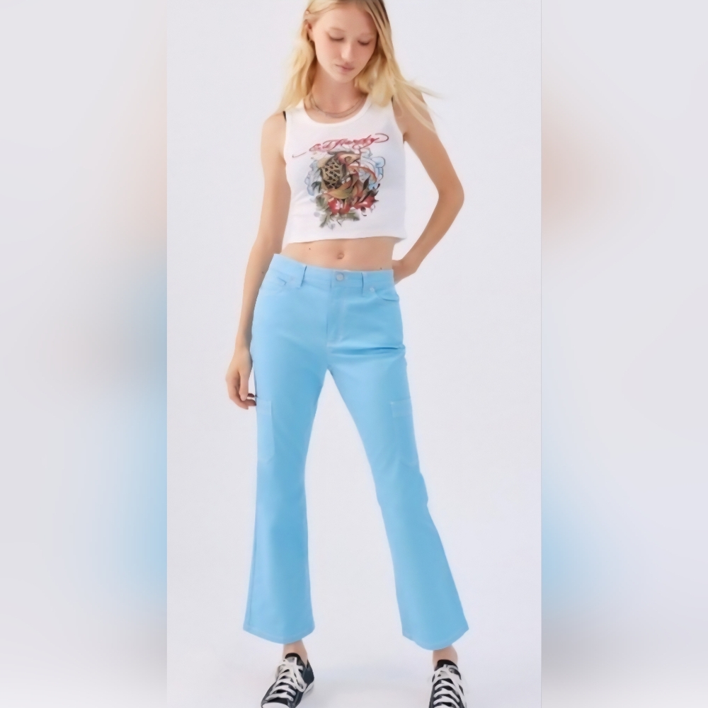 BDG Urban Outfitters Contrast Stitch Twill Flare Leg Cargo Pants Size 10